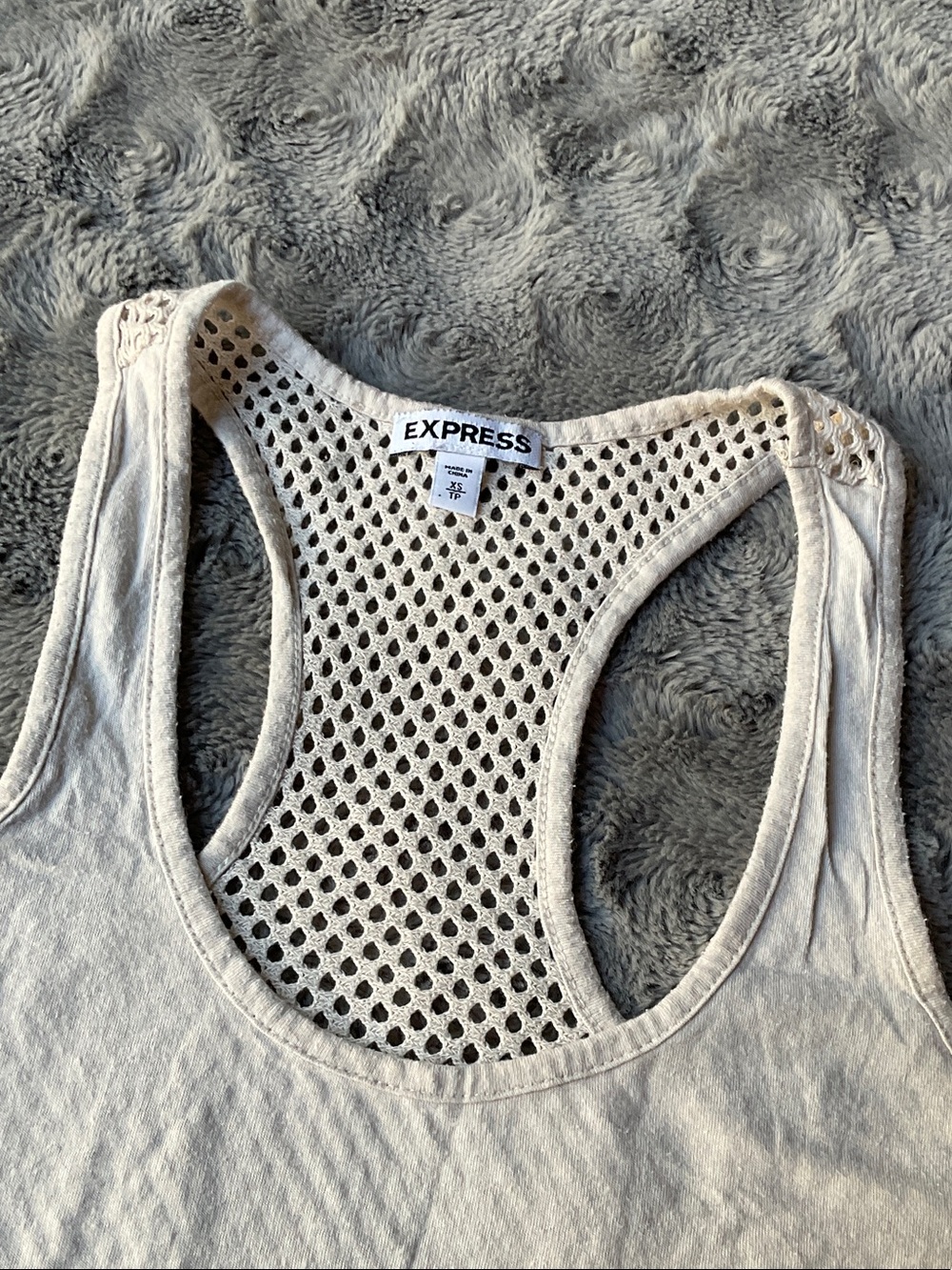 Express Cream Crochet-Back Racerback Tank - Picture 3 of 5